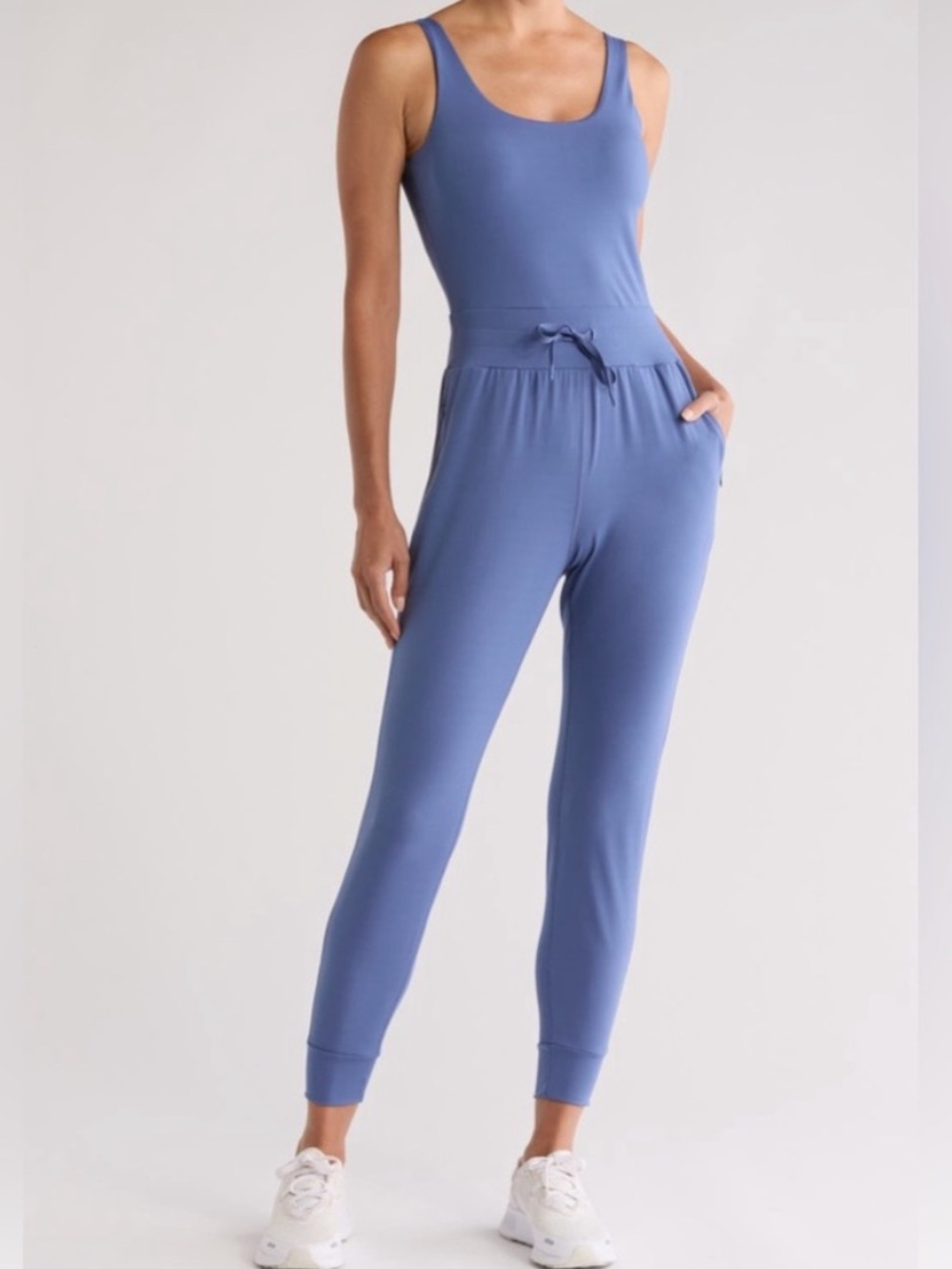 Yogalicious Lux Emmy Jumpsuit In Steel Blue Gray 1 Piece Athletic Romper Medium